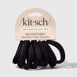 NWT NEW KITSCH Black Seamless Hair Elastics bands 8pc Set